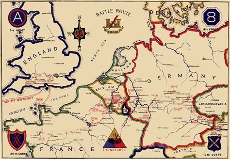 11th Armored Division Of The Us Army Route And Campaign Map Of World