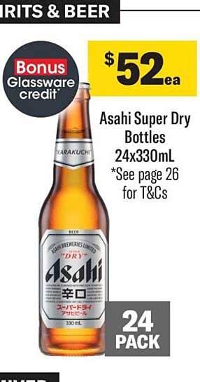 Asahi Super Dry Bottles 24x330ml Offer At Liquorland
