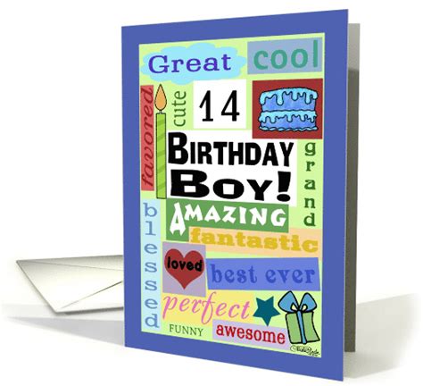 Happy Birthday For 14 Year Old Boy Good Word Subway Art Card 923841