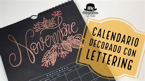 Calendario Decorado Con Lettering Noviembre Embossing Con Glue Pen