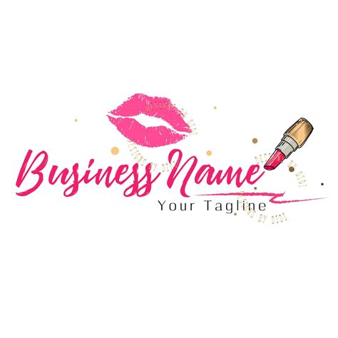 Custom Logo Pink Gold Lips Logo Lipstick Writing Logo Hot Etsy
