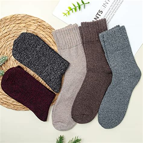 loritta women s 5 pairs wool thick knit vintage winter warm cozy crew ts socks multicolor