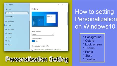 Personalize Setting On Windows 10 Windows 10 Personalization Setup