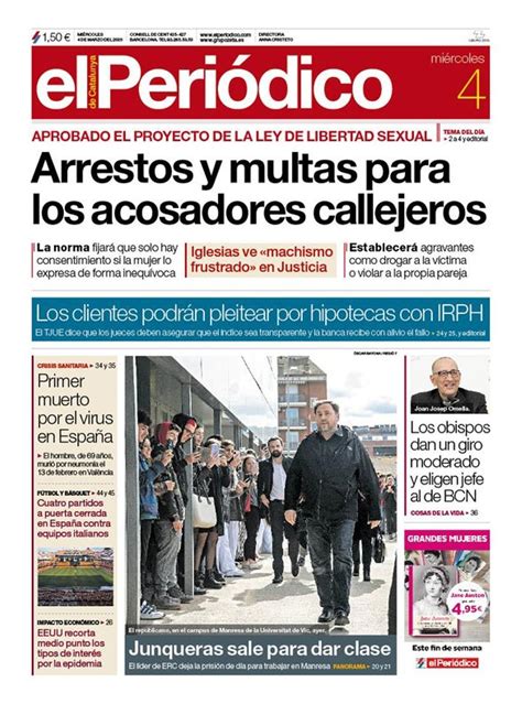 Prensa Hoy Portadas De Los Periódicos Del 4 De Marzo Del 2020