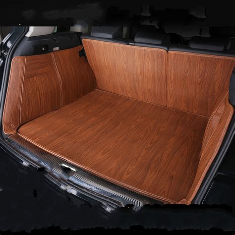 Full Cover Wood Grain Waterproof Boot Carpets Durable Custom Car Trunk