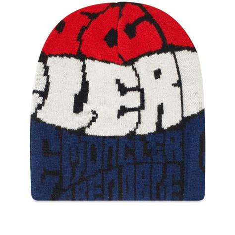 Moncler Grenoble Logo Intarsia Beanie Blue Red And White End Uk