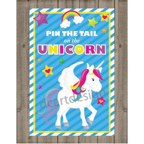 Pin The Tail On The Unicorn Game And Sign Printable Pin The Tail Game