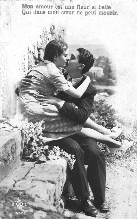 French Romantic Vintage Lovers Postcard Couple Real Photo Etsy