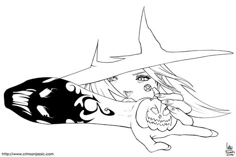 Halloween Witch Lineart By Transfuse On Deviantart