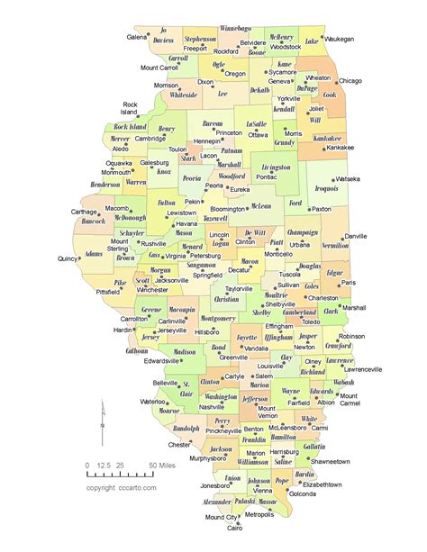 Printable Illinois County Map