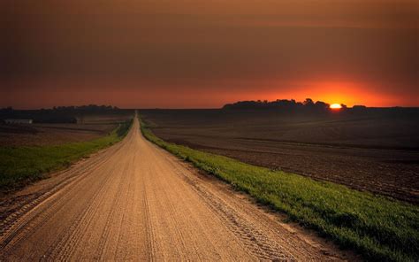 Road Sunset Field House Alone Trees Wallpapers Hd Desktop And