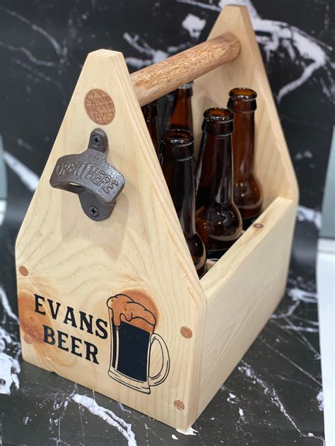 Personalized 6 Pack Wooden Beer Caddy Ts For Men Dad Etsy