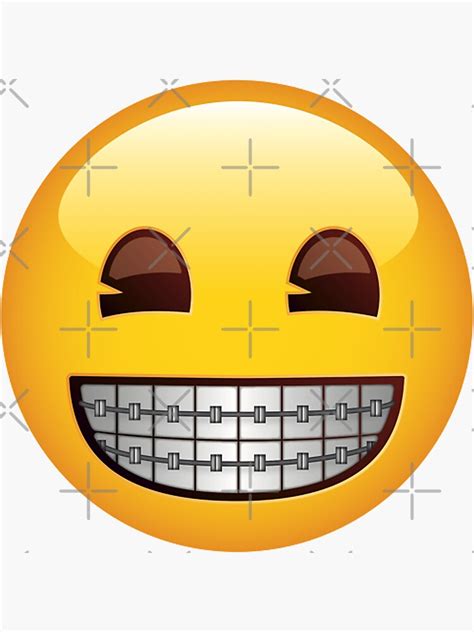 Smiley With Braces Emoji Sticker For Sale By Valeng03 Redbubble