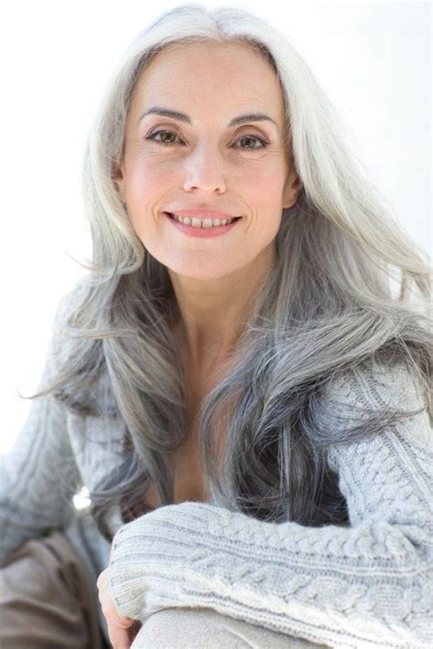 Long Gray Hair Silver Grey Hair Silver Ombre Gray Ombre Older Women