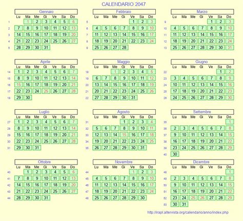 Calendario Italiano 2047