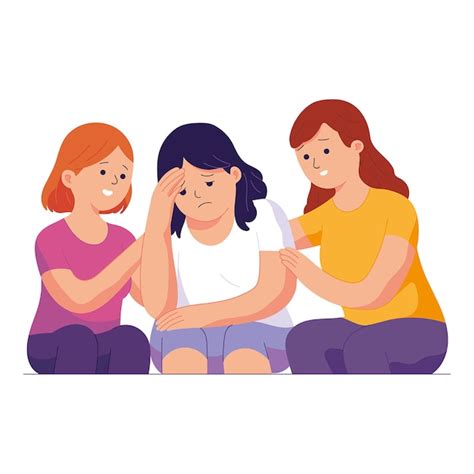 Premium Vector Two Young Women Soothe And Comfort Their Sad Friends