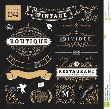 Calligraphic design elements and page decoration. Set Of Retro Vintage Graphic Design Elements Stock Vector ...