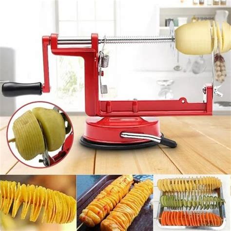 Manual Red Machine Vegetable Spiraliz Stainless Steel Twisted Potato