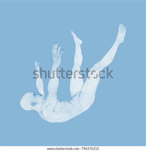 3d Man Slipping Falling Silhouette Man Stock Vector Royalty Free
