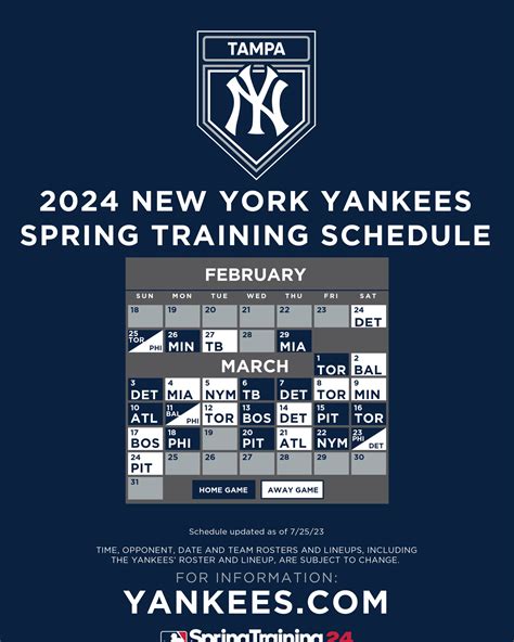 Yankee Spring Training Schedule 2024 - Lin Korrie