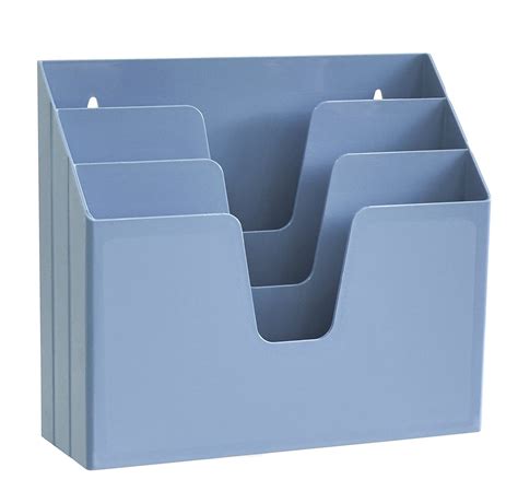 Acrimet Horizontal Triple File Folder Organizer Solid Blue Color