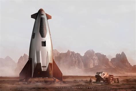 Spacex Orbital Shuttle On Mars By Rodrigo Magro Michael Gibson John Berkey Mars Colony Moon