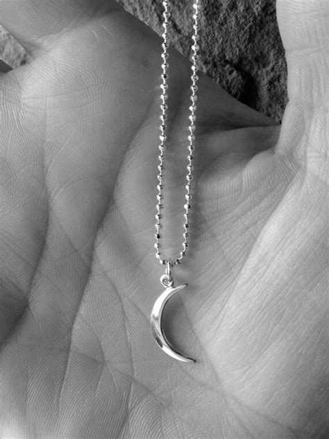 Sterling Silver Crescent Moon Necklace Etsy
