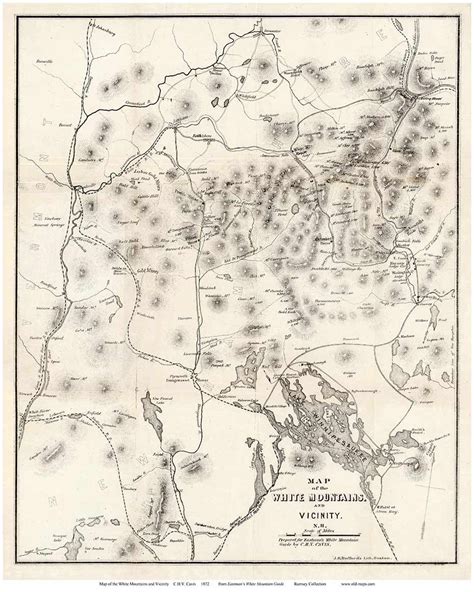 White Mountains 1872 Cavis Old Map Reprint New Hampshire Old Maps