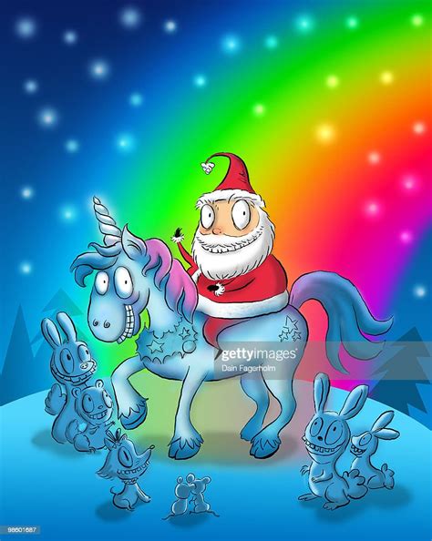 Santa Claus Rainbow Christmas Unicorn High Res Vector Graphic Getty