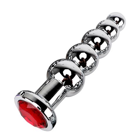 Stainless Steel Prostate Massage Butt Plug Heavy Anus Beads With 5