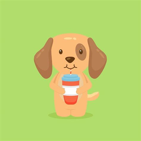 Cute Dog Drink Coffee Cartoon 2657079 Vector Art At Vecteezy