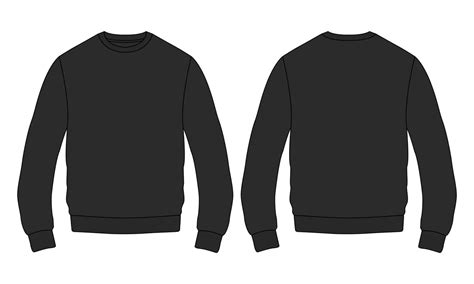 Long Sleeve Sweatshirt Vector Illustration Black Color Template Front