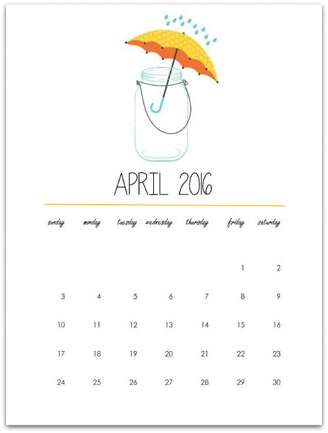 April Calendar Page Mason Jar Crafts Love Bullet Journal Month
