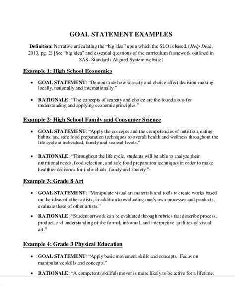 Free 9 Sample Goal Statement Templates In Ms Word Pdf