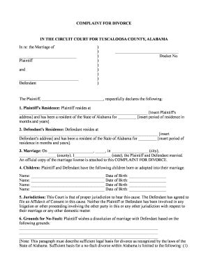The forms you file for divorce will vary based on your specific circumstances, as well as the county in which you file. Tuscaloosa County Courthouse - Fill Online, Printable, Fillable, Blank | pdfFiller