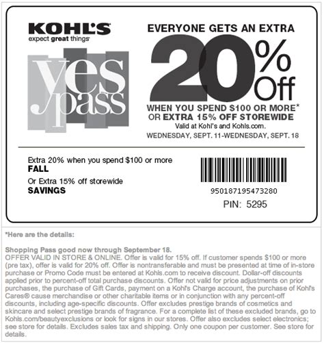kohl s coupons free printable