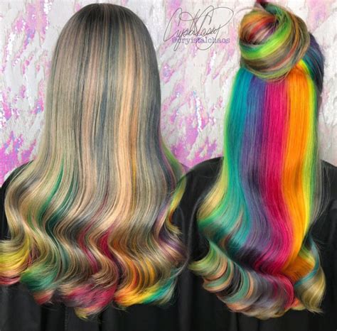Pin By Airra On Colorful Hairstyles Hidden Rainbow Hair Hair Color