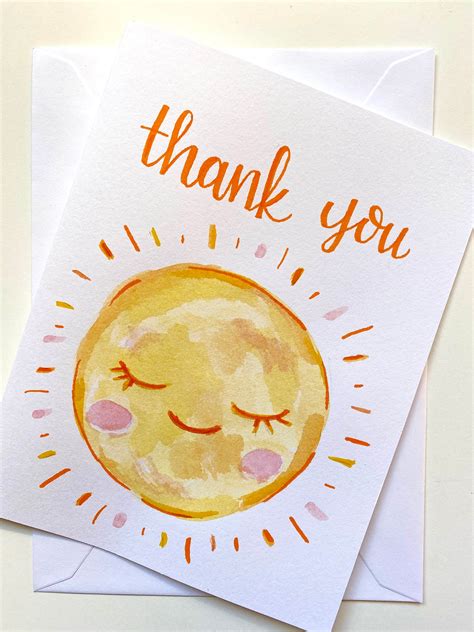 Thank You Sunshine Card Thank You Card Sunshine Card Card Etsy