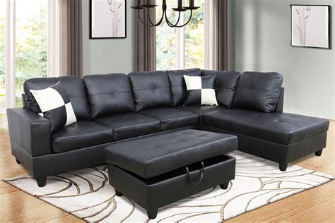 Lifestyle Furniture 3 Piece Black Contemporary Leather Living Room