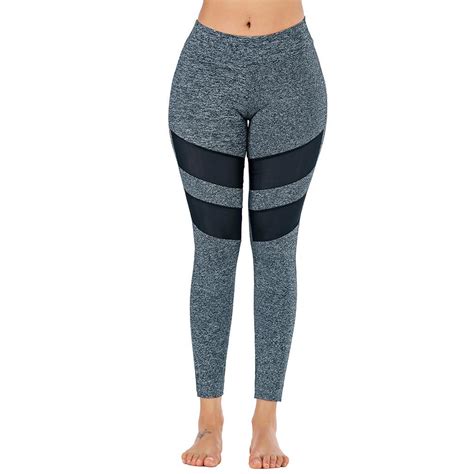 Buy Fashion Women Mid Waist Yoga Pants Perspective Running Sports Leggings At Affordable Prices
