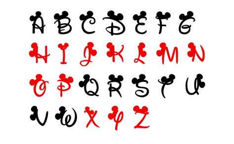 Disney Etiqueta De Letra De Fuente Con Orejas De Mickey Mouse