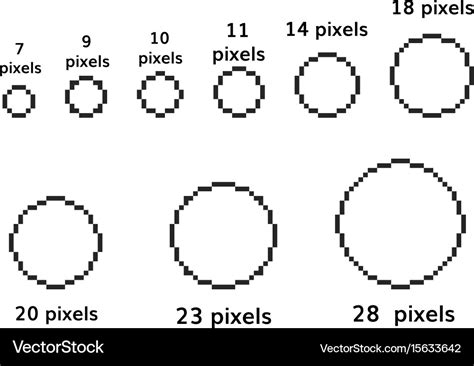 Pixel Circles Set 9 Pixel Round Template Vector Image