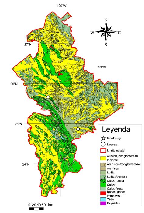 Mapa Geológico Del Estado De Nuevo León Download Scientific Diagram