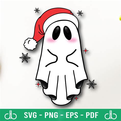 Ghost Santa Hat Svg Ghost Christmas Hat Svg Ghost Merry Christmas Svg