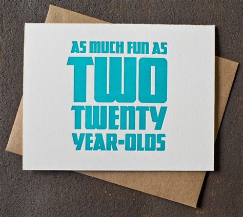 Letterpress 40th Birthday Card Fun As Two 20 Year Olds