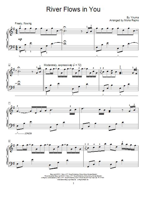 Piano and organo sheet music. River Flows In You sheet music by Mona Rejino (Easy Piano - 154877)