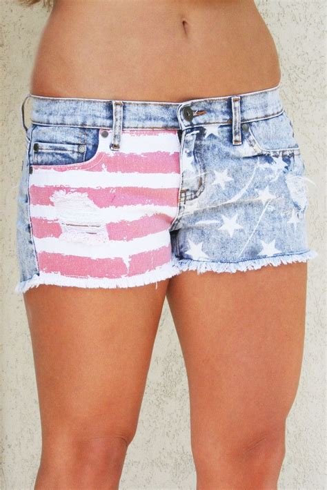 American Flag Denim Shorts Chic Clothing Style Denim Shorts Fashion