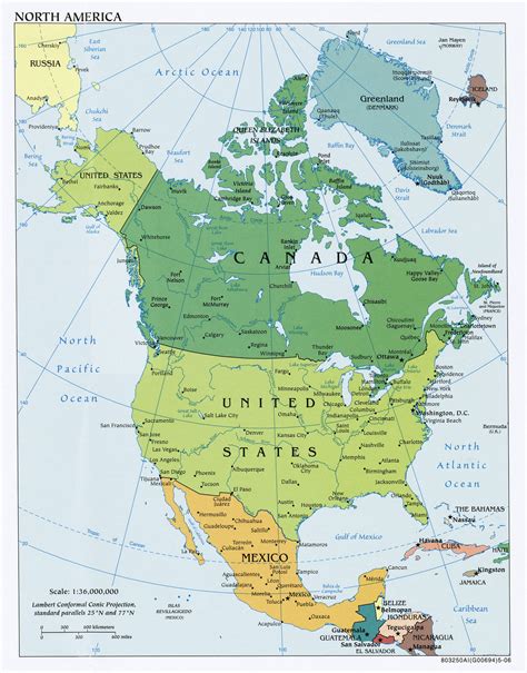 Landkarte Von Nordamerika Politische Karte Karten