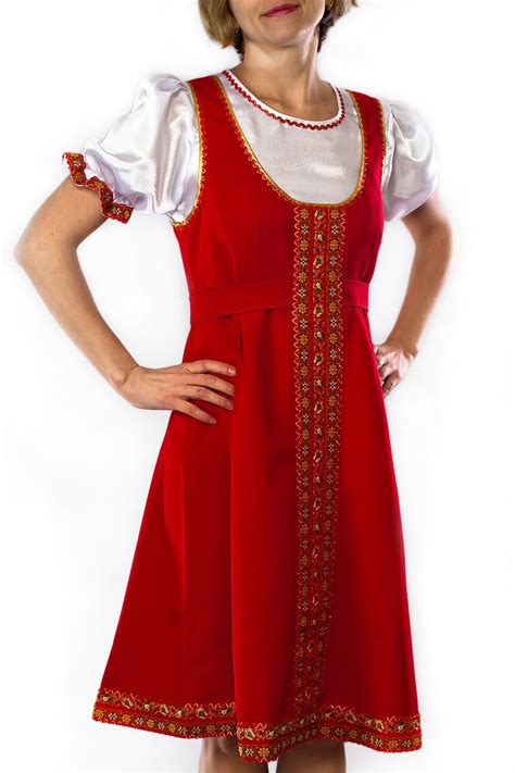 Sarafan Russia Dress Folk Dress Red Russian By Russianclothing