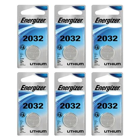 6x Energizer Cr2032 Batteries 3v Lithium Carded Coin Button Battery